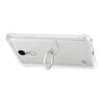 Clear smartphone case with a ring holder attached.