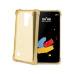 Transparent gold phone case protecting a smartphone.