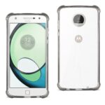 Clear protective case on a white smartphone with a circular camera.