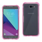 Samsung smartphone with pink protective case shown from front and back.