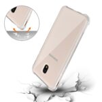 Smartphone with shockproof clear case protecting it from drops.