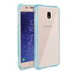 Samsung smartphone with a clear protective case.