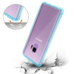 Smartphone with a protective case shown on cracked surface.