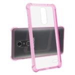 Transparent pink smartphone case with reinforced corners.
