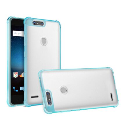 Two white and blue smartphone cases shown from different angles.