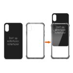 Phone case with hidden message revealed by light.
