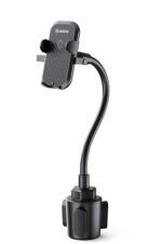 Phone holder with flexible gooseneck design.
