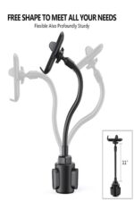 Flexible phone holder with adjustable arm.