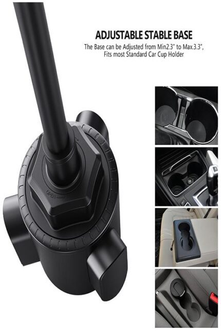Adjustable car cup holder base with examples.