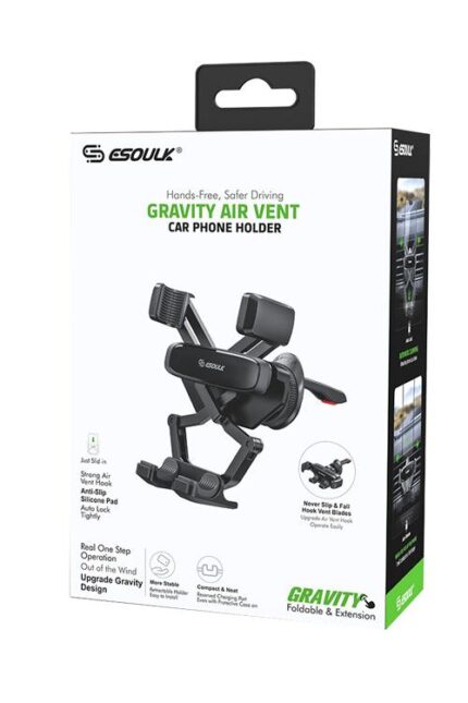 Car phone holder in retail packaging box.