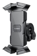 Black bike phone mount with adjustable grips.
