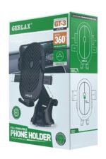 Phone holder packaging with various features displayed.