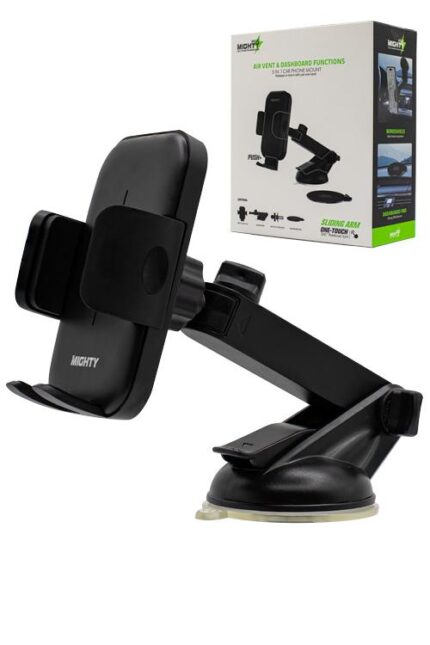 Black car phone mount with packaging box.