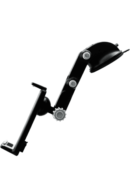 Black adjustable suction cup car mount.
