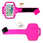 Pink sports armband for smartphones with adjustable strap.