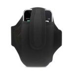 Black sports armband holding a smartphone for workouts.