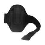 Black sports armband with adjustable strap.