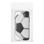 Soccer ball patterned phone case in packaging.