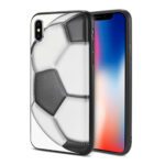 Smartphone with a soccer ball-themed protective case.