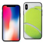 Smartphone with a tennis ball design on the back cover.