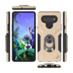 Smartphone case with ring holder and kickstand in beige.