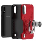Two rugged phone cases, one black and one red, designed for heavy protection.