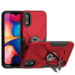 Red phone case with a built-in ring holder and kickstand for an iPhone.