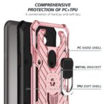 Rugged phone case with metal ring and dual-layer protection.