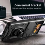 Rugged phone case with a built-in kickstand and card holder.