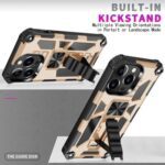 Phone case with a built-in kickstand and rugged design for enhanced protection.