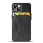 Black phone case with card holder showing cards.