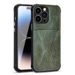Green leather phone case with card slots for iPhone.