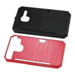 Two protective phone cases, one black and one red.