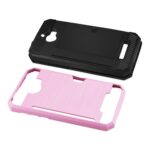 Two protective phone cases, one black and one pink, shown separately.