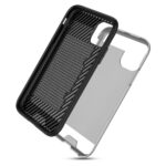 Two smartphone protective cases, one black and one transparent.