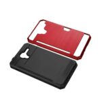 Two-piece phone case with red front and black back.