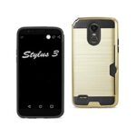 Front and back views of a Stylus 5 smartphone with a protective case.