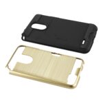 Two protective phone cases, one black and one beige, designed for a smartphone.