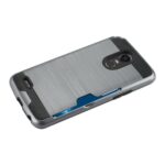 A gray and black phone case with a card slot.