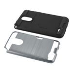 Two protective phone cases, one black and one silver, shown separately.