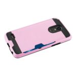 Pink and black rugged phone case with kickstand.