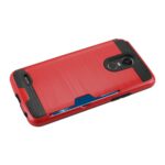 Red phone case with black accents and card slot.