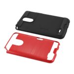 Two protective phone cases, one black and one red.
