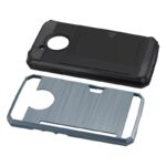 Two protective smartphone cases, one black and one gray with a brushed metal finish.