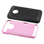Two protective phone cases, one black and one pink.