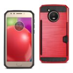 Smartphone with a rugged red and black protective case.
