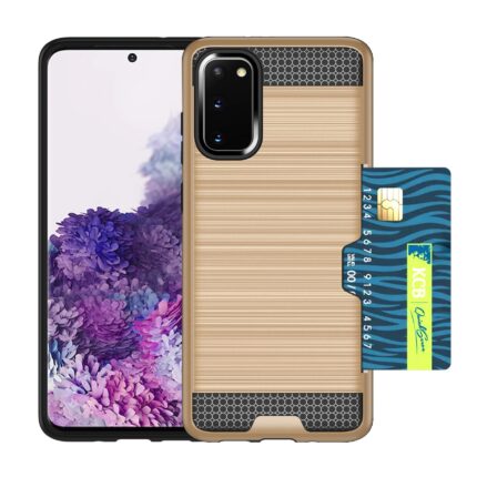 Protective phone case with cardholder for Samsung Galaxy.