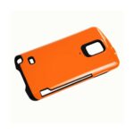 Orange smartphone case with black accents and camera cutout.