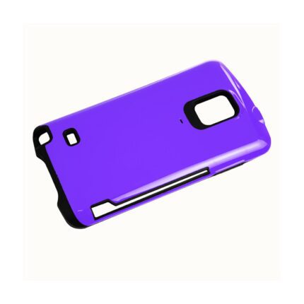 Purple smartphone case with black accents and a kickstand.