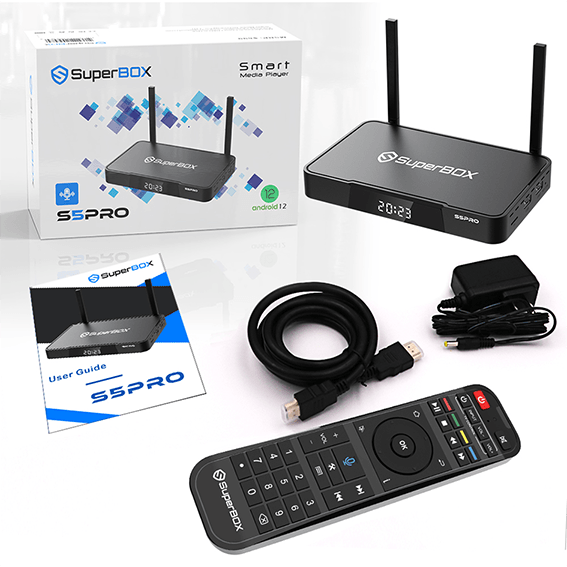 Complete setup for a Superstock SS Pro streaming device with accessories. Complete setup for a Superstock SS Pro streaming device with accessories.